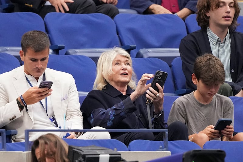 Martha Stewart with her phone case at the 2025 U.S. Open.