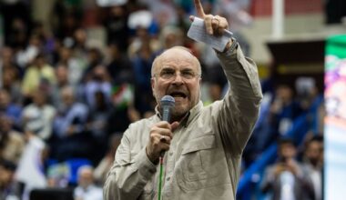 Mohammad Bagher Ghalibaf at a campaign event in Tehran, Iran, June 26, 2024. The speaker of the Iranian Parliament, Ghalibaf is also a former general in the Revolutionary Guard and the lead negotiator with the United States in Pakistan. (Arash Khamooshi/The New York Times)