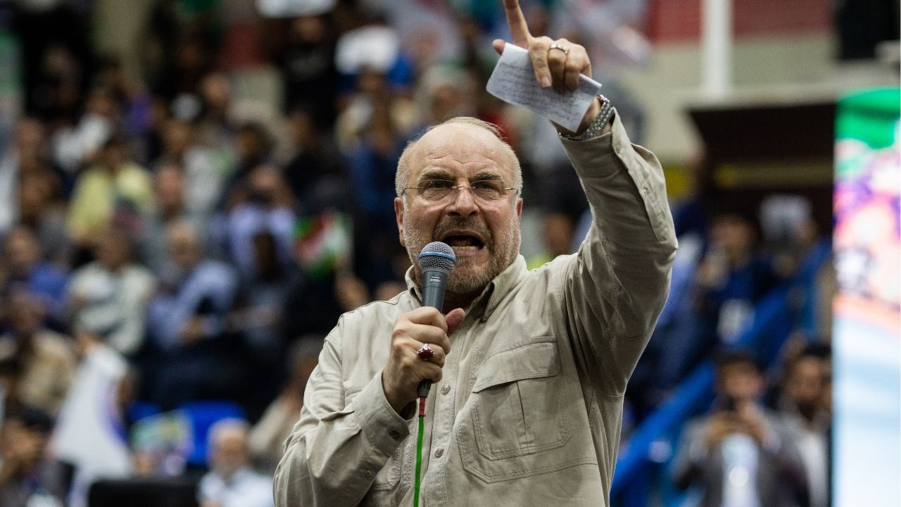 Mohammad Bagher Ghalibaf at a campaign event in Tehran, Iran, June 26, 2024. The speaker of the Iranian Parliament, Ghalibaf is also a former general in the Revolutionary Guard and the lead negotiator with the United States in Pakistan. (Arash Khamooshi/The New York Times)