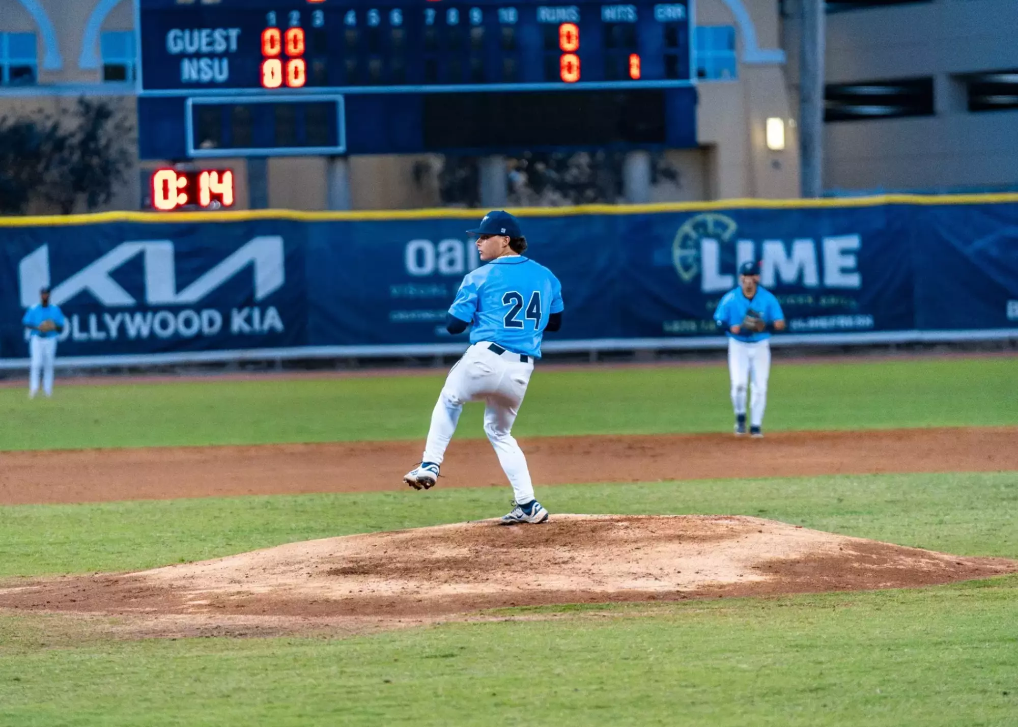 Keyler Gonzalez pitching at NOVA Southeastern