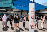 People wait in line for shirts at the launch party for the Fire, Portland’s new WNBA team, at the Moda Center in Portland, Ore., July 15, 2025. The Fire's inaugural season is set to tip off May 9.