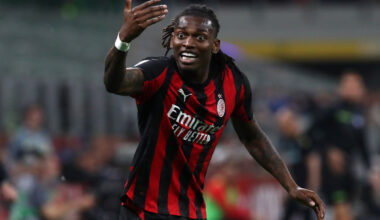 MILAN, ITALY - APRIL 26: Rafael Leao of AC Milan reacts during the Serie A match between AC Milan and Juventus FC at Giuseppe Meazza Stadium on April 26, 2026 in Milan, Italy. (Photo by Marco Luzzani/Getty Images)