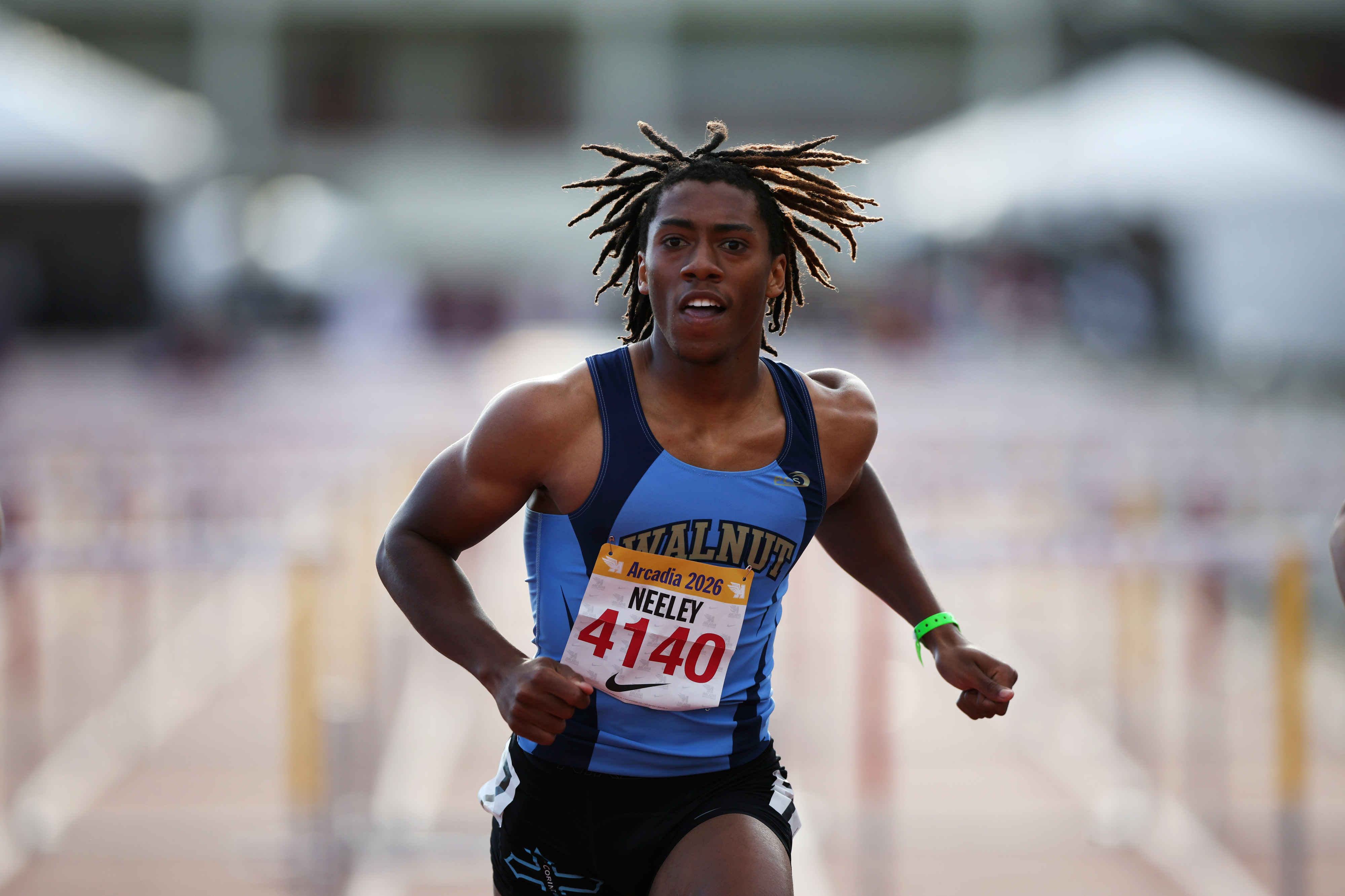Walnutâs Brendan Neeley competes in the boys 110 hurdles during...