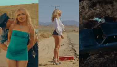 Sabrina Carpenter in the "Espresso" "Manchild" and "Tears" music videos.