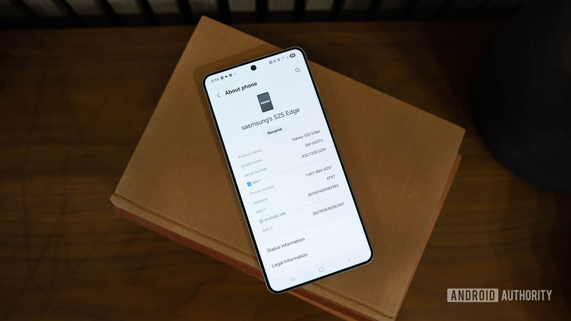 Samsung Galaxy S25 Edge About Phone Screen