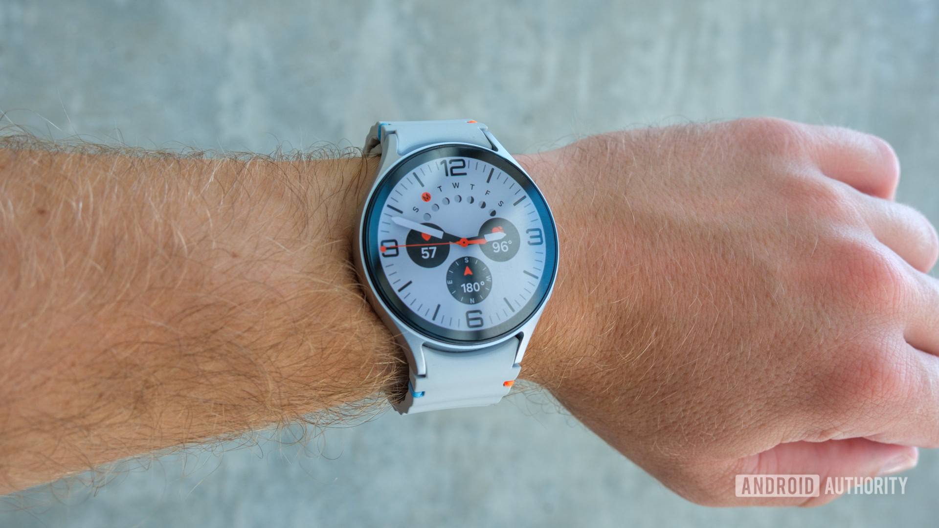 Samsung Galaxy Watch 7 simple ultra face on wrist Samsung Galaxy Watch 7 simple ultra face on wrist