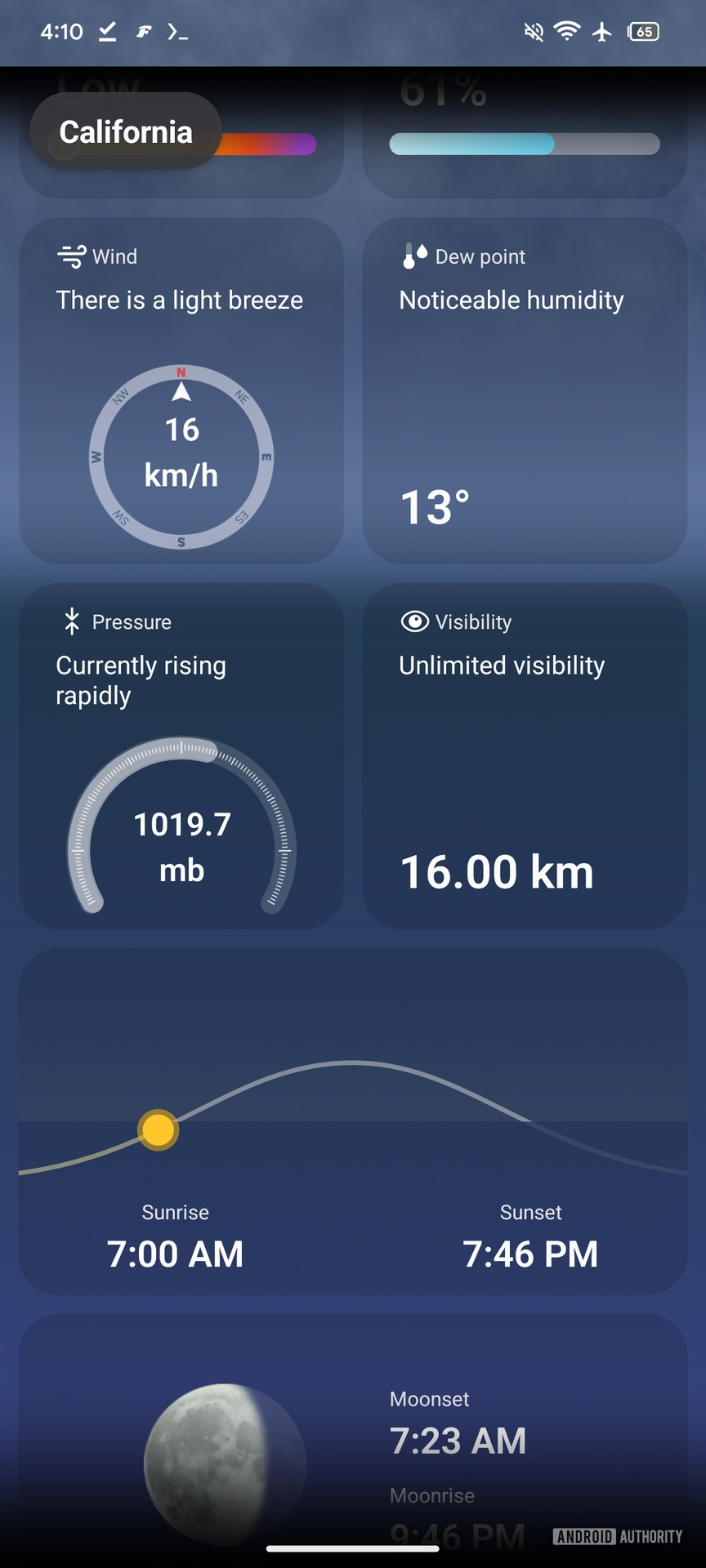 Samsung Weather Wind and Pressure Old UI
