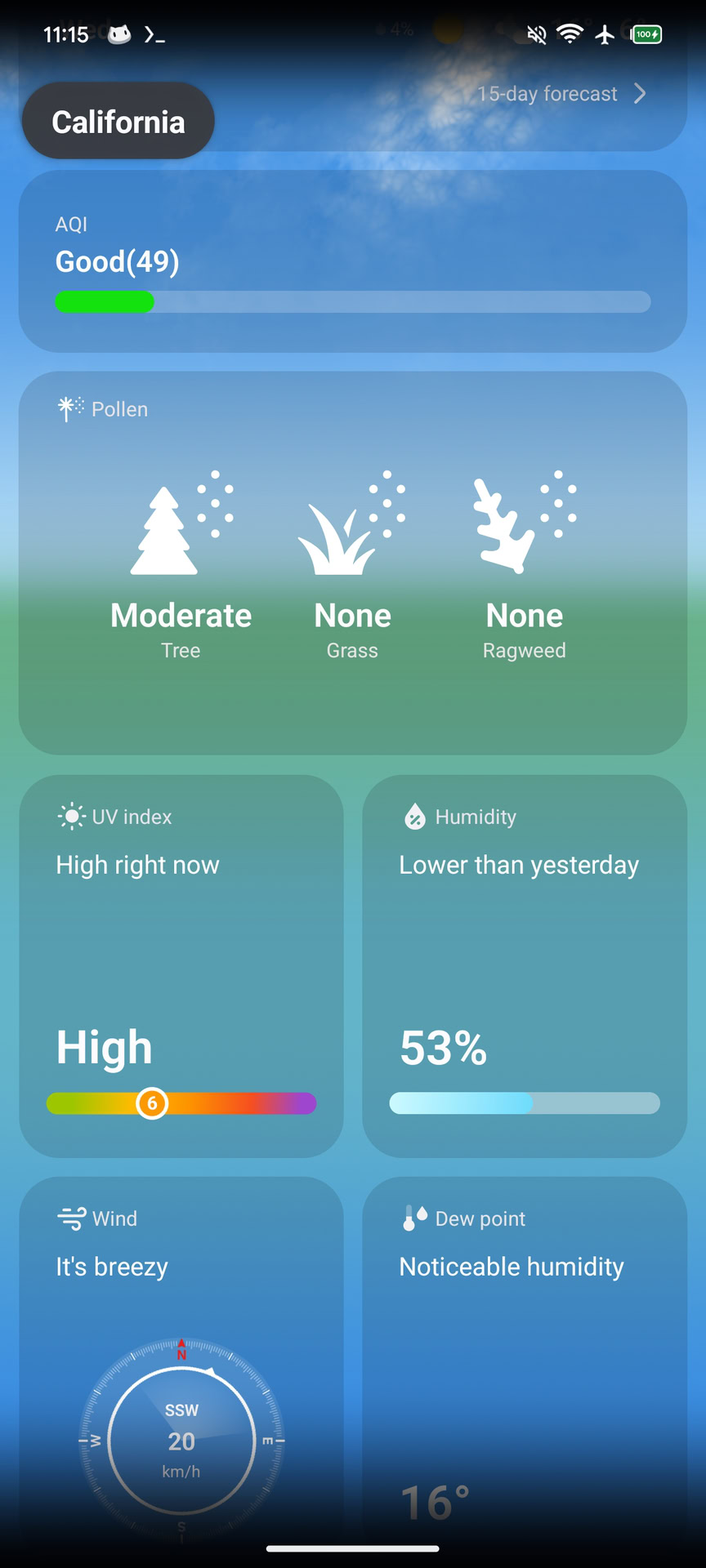 Samsung Weather app Pollen New UI