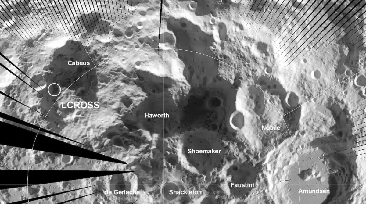 South Pole Craters Observed By Lro, Pointing To Haworth Crater For Ice