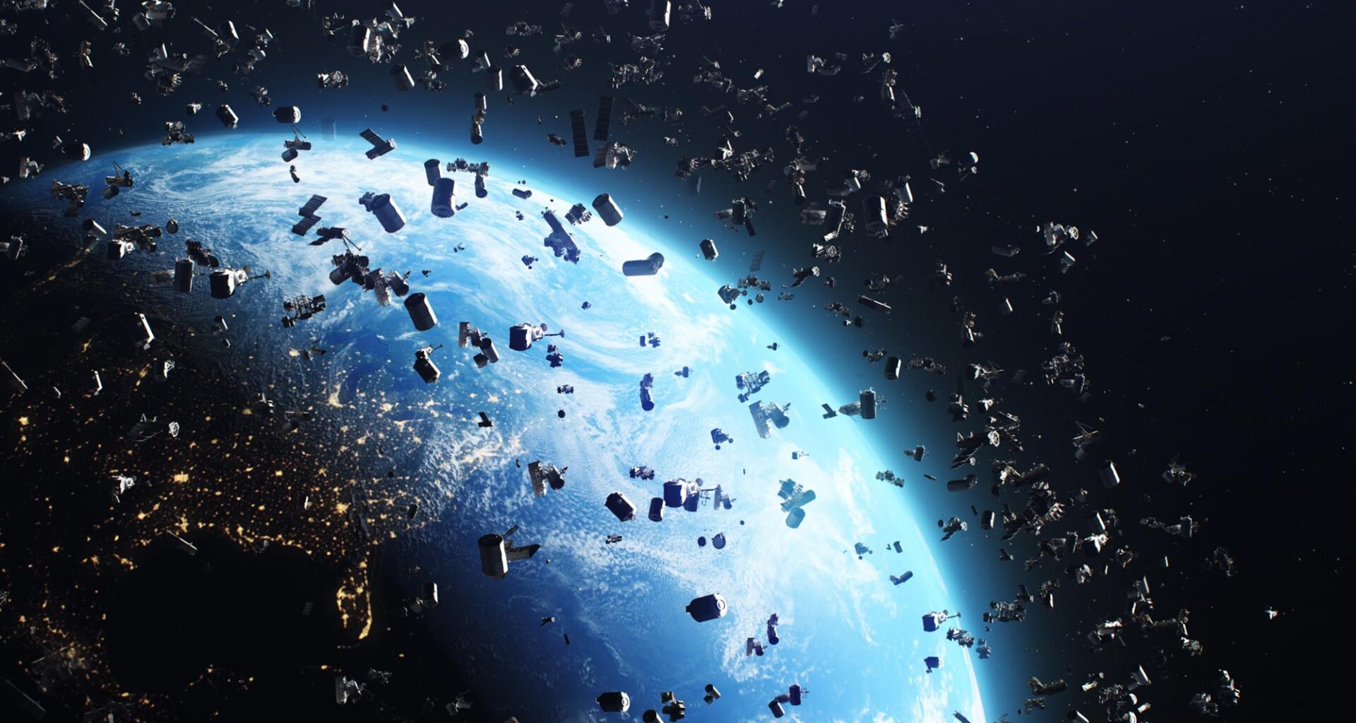 Space Debris Junk Satellites Orbiting Planet Earth