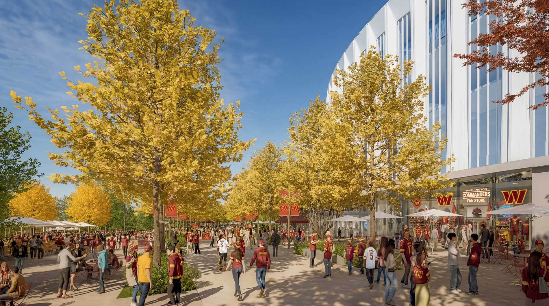 a plaza outside the washington commanders stadium