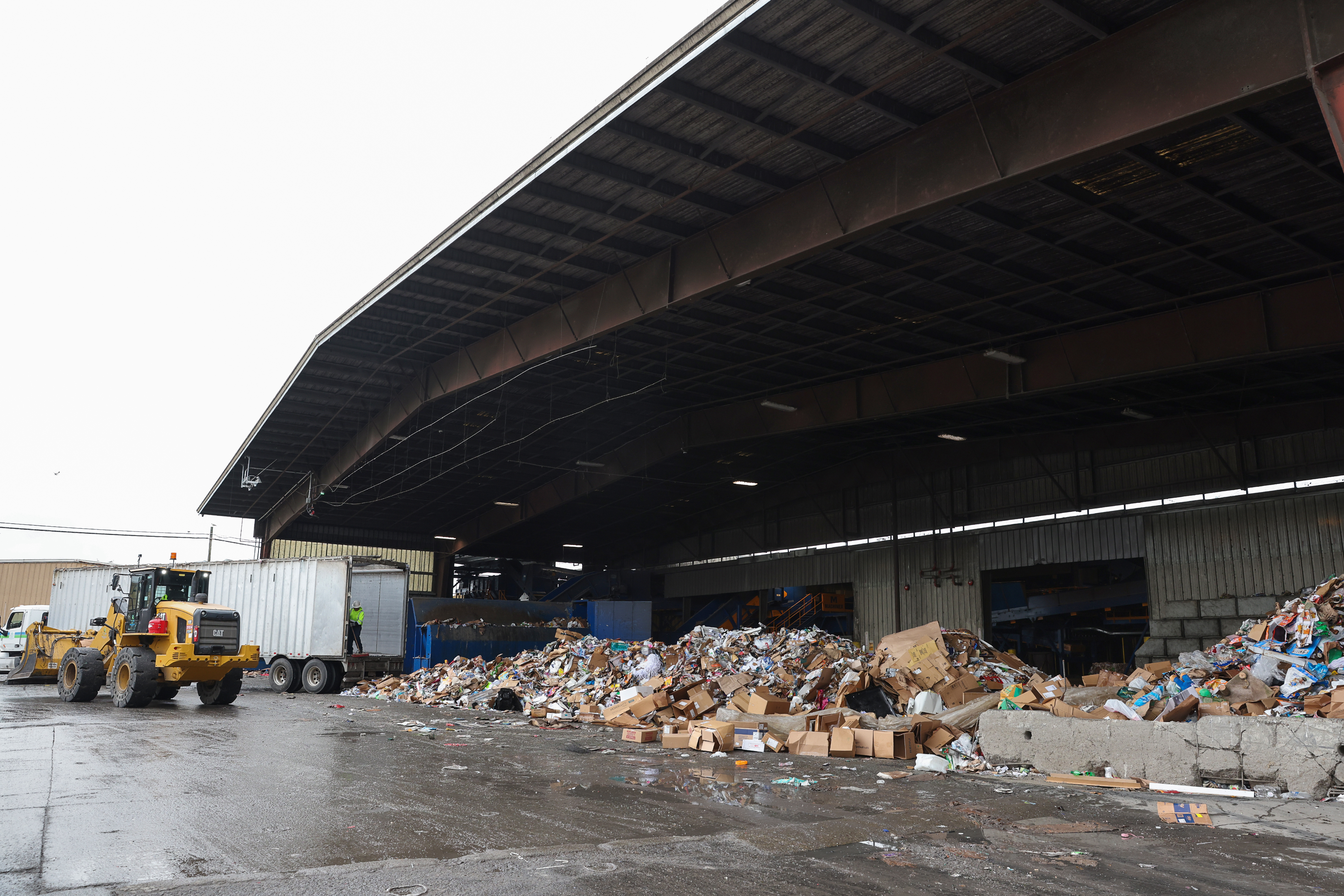 Mixed materials offloaded at the Recology Material Recovery Facility in...