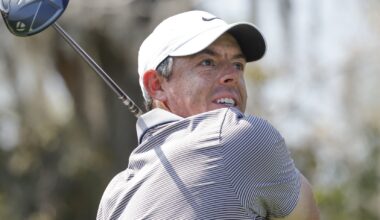 Mar 8, 2025; Orlando, Florida, USA; Rory McIlroy plays his shot from the third tee during the third round of the Arnold Palmer Invitational golf tournament at Bay Hill.