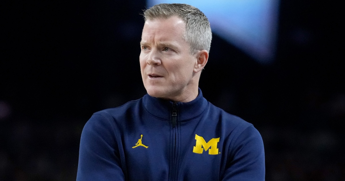 Michigan Wolverines basketball head coach Dusty May at his pre-Final Four press conference. (Photo by Trevor Ruszkowski-Imagn Images)