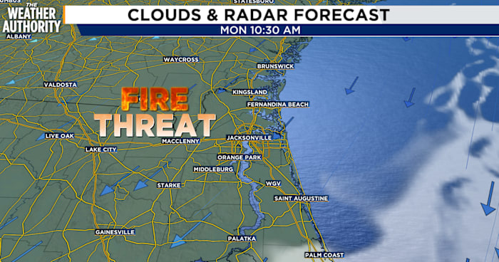 low humidity, gusty winds, increase fire threats throughout northeast Florida, southeast Georgia