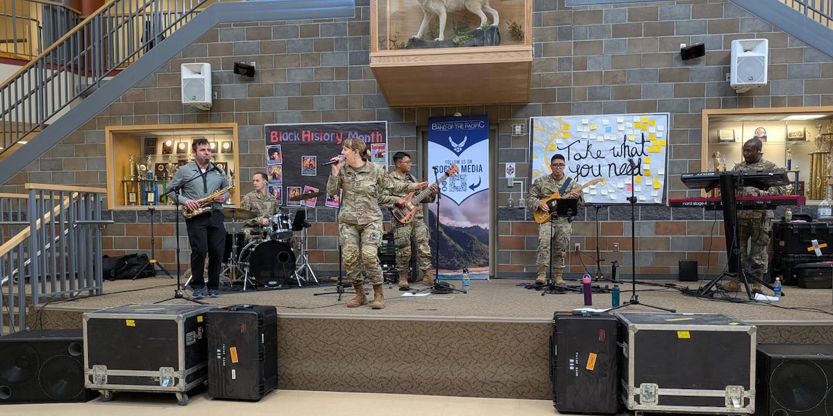 U.S. Air Force Band of the Pacific performs at Eagle River High School amid proposed fine arts cuts