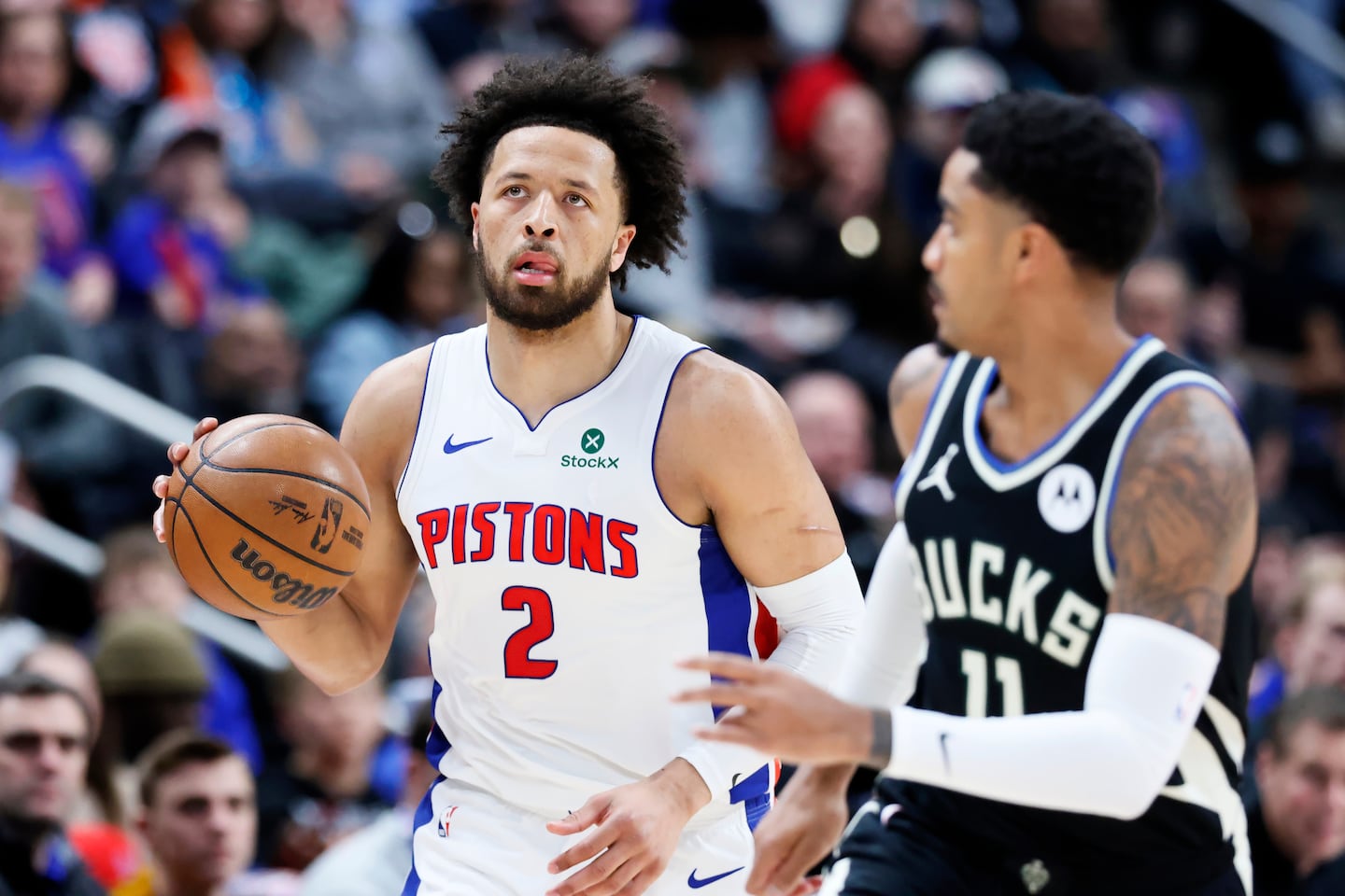 Shockingly, Pistons star Cade Cunningham (left) returned to the lineup Wednesday against the Bucks, even though he was expected to miss more time due to a collapsed lung.