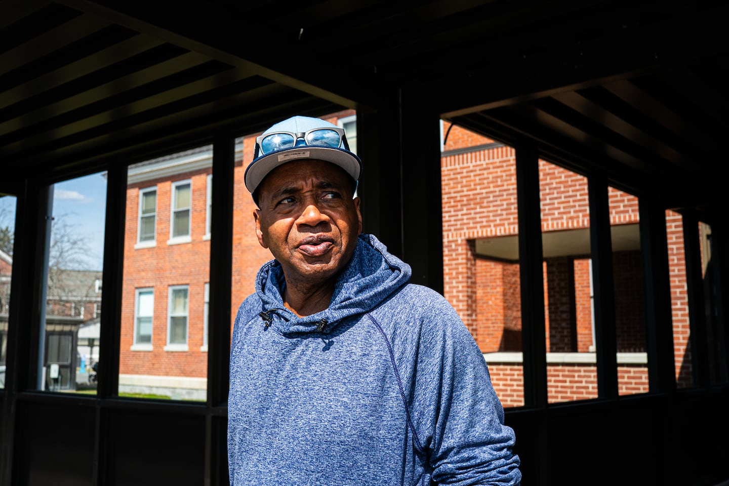 Vietnam veteran Lidon Chevannes, 74, waited for fellow vets joining him for a mental health discussion at Northampton VA Medical Center.