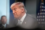 President Donald Trump speaks with reporters in the James Brady Press Briefing Room at the White House, Monday, April 6, 2026, in Washington.