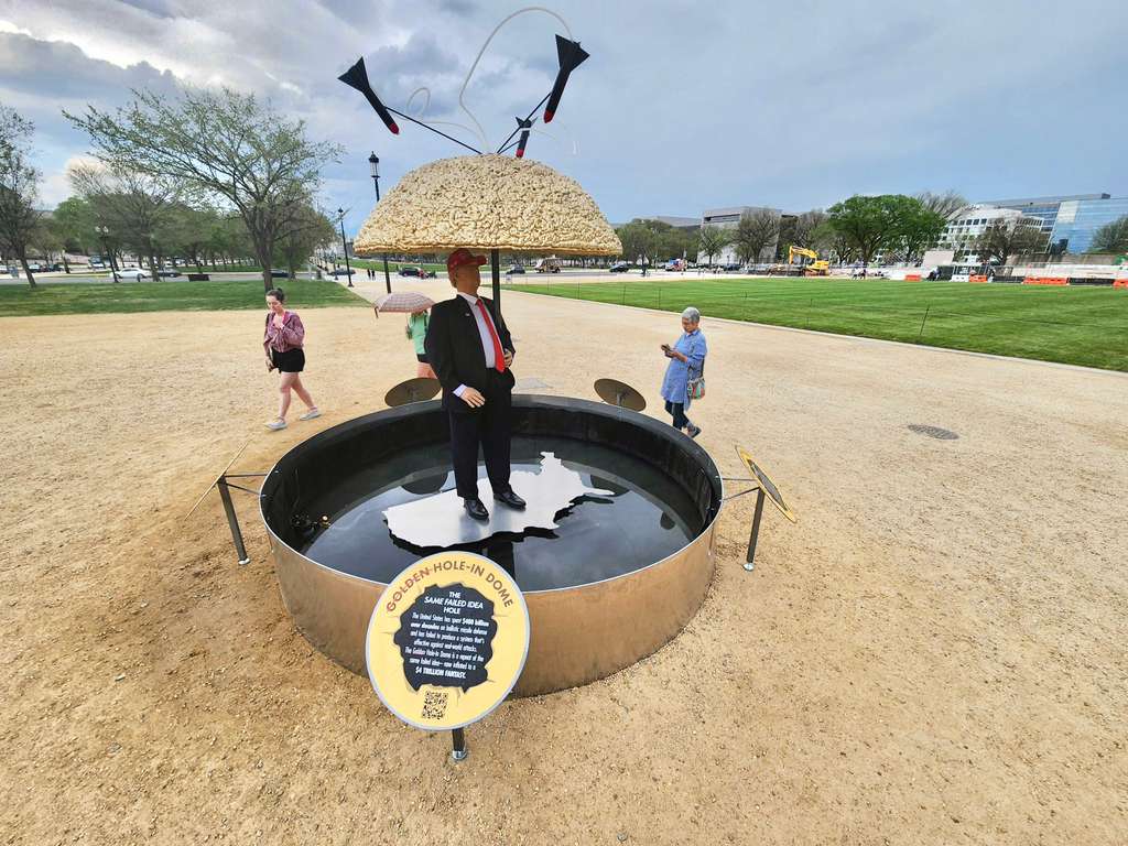 A new sculpture mocking Donald Trump’s ‘Golden Dome’ missile defense system has appeared on the National Mall in Washington D.C., created by one of the co-founders of Ben & Jerry’s ice cream