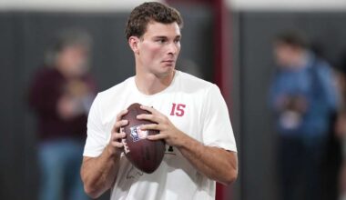 Top prospect Fernando Mendoza shows off trademark accuracy at Indiana Pro Day