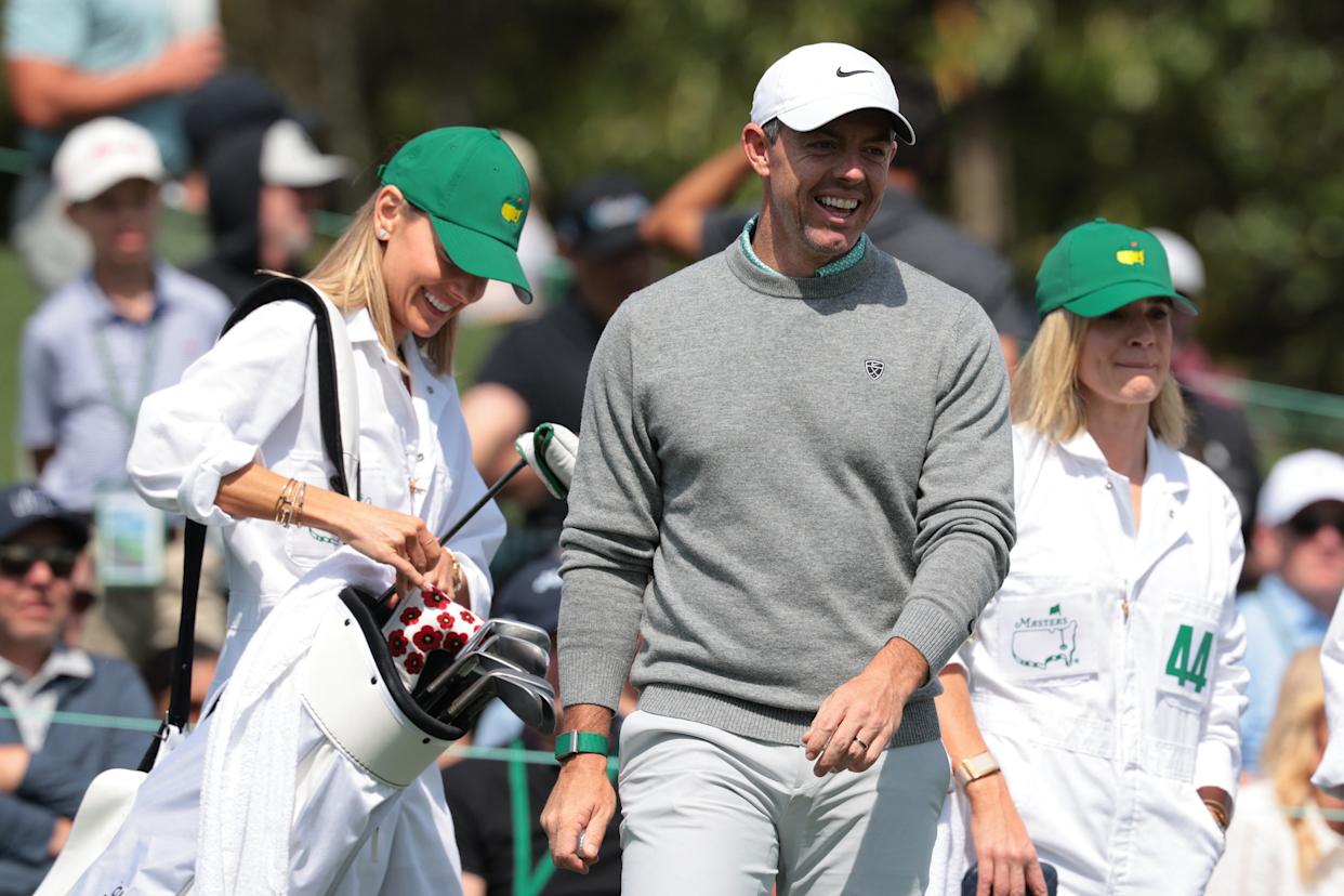 Rory McIlroy and his wife Erica Stoll at the Masters Par 3 Contest.