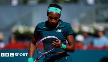 Coco Gauff in action against Sorana Cirstea at the Madrid Open