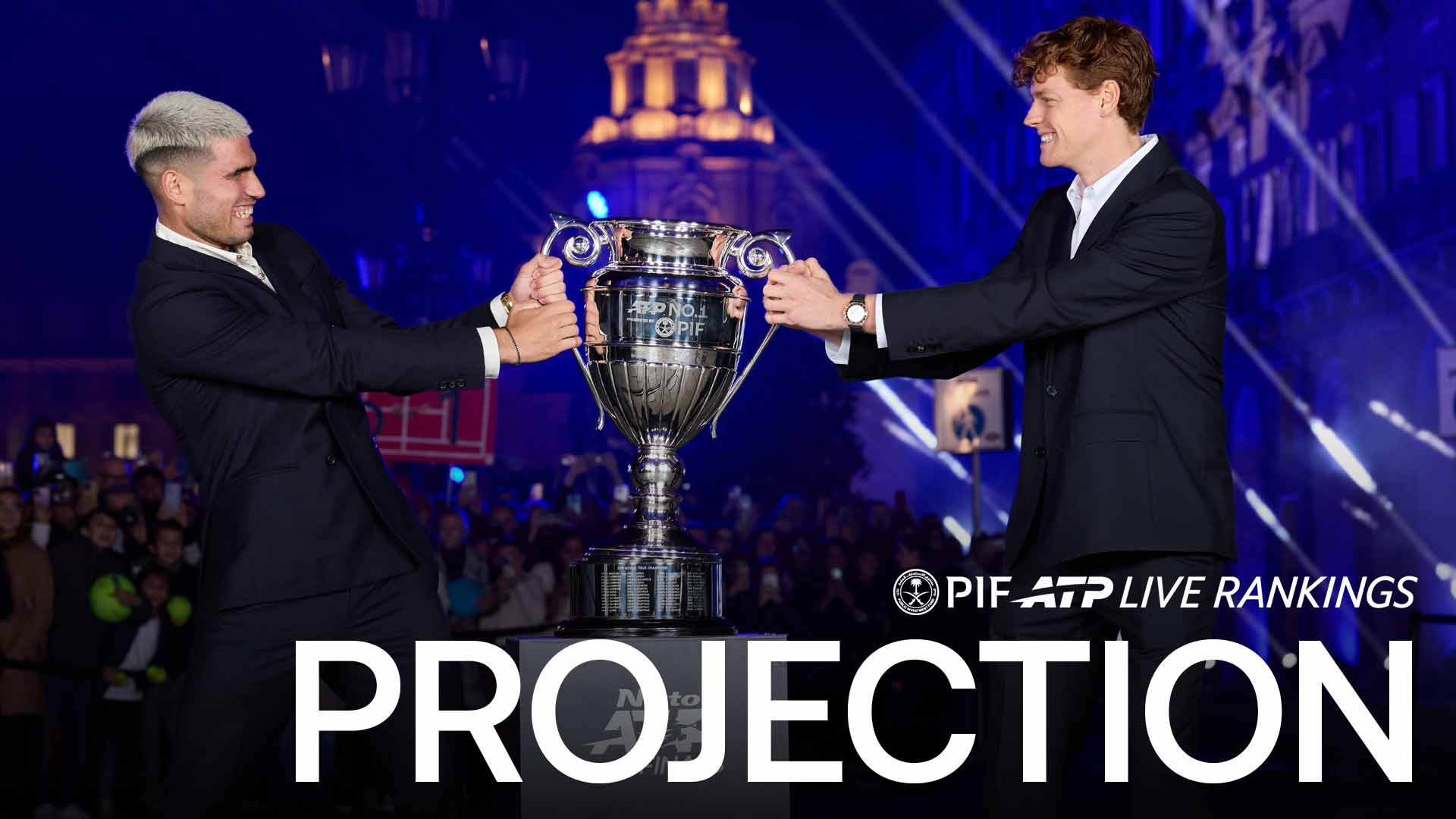 Carlos Alcaraz and Jannik Sinner at the 2025 Nitto ATP Finals.
