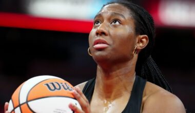 Aliyah Boston in warmups