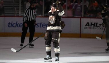 Andrew Cristall scores twice as Hershey Bears eliminate Bridgeport Islanders from playoffs: ‘He’s got a knack for just putting up points’