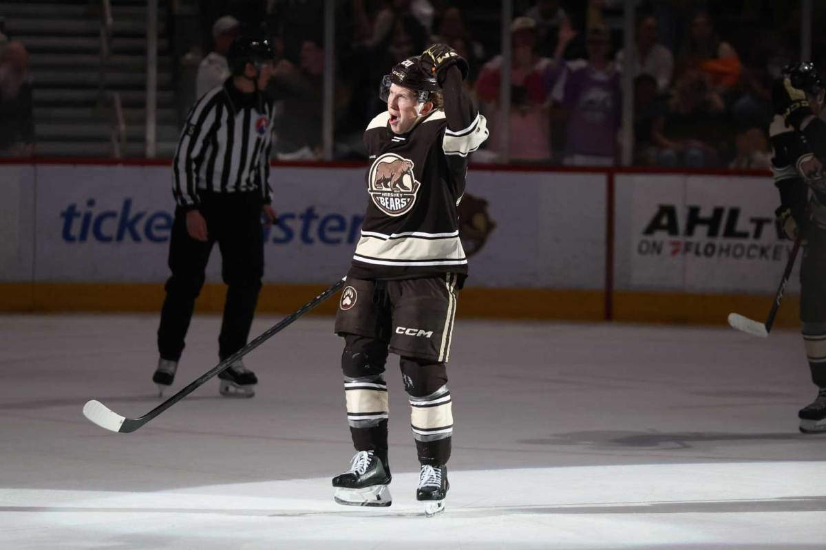 Andrew Cristall scores twice as Hershey Bears eliminate Bridgeport Islanders from playoffs: ‘He’s got a knack for just putting up points’
