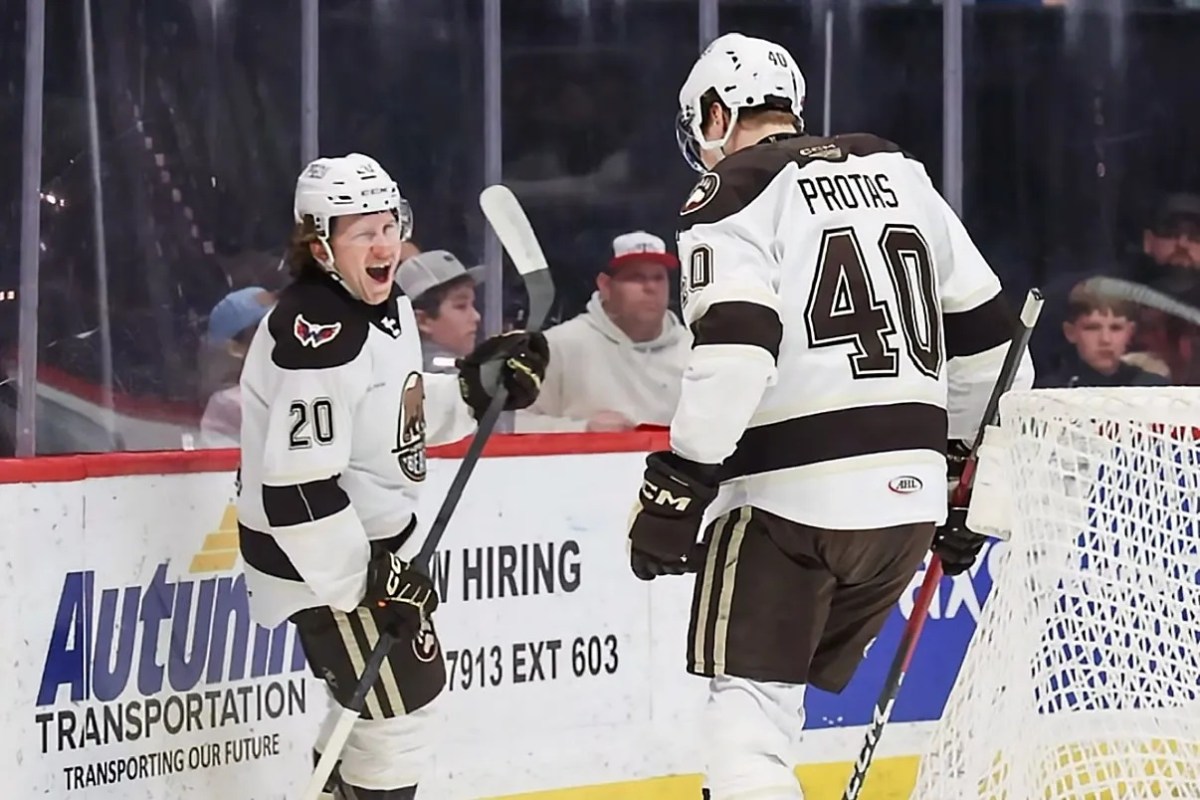 Andrew Cristall scores first professional hat trick, Ilya Protas explodes for six points in Hershey’s 8-1 blowout win over Hartford