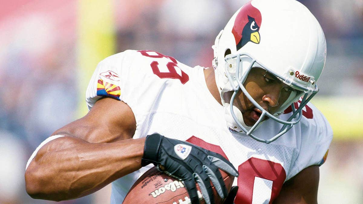 Arizona Cardinals receiver David Boston warming up at Sun Devil Stadium in Tempe, Arizona.