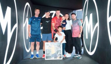 Roberto Bautista Agut and family after his final match in Madrid.