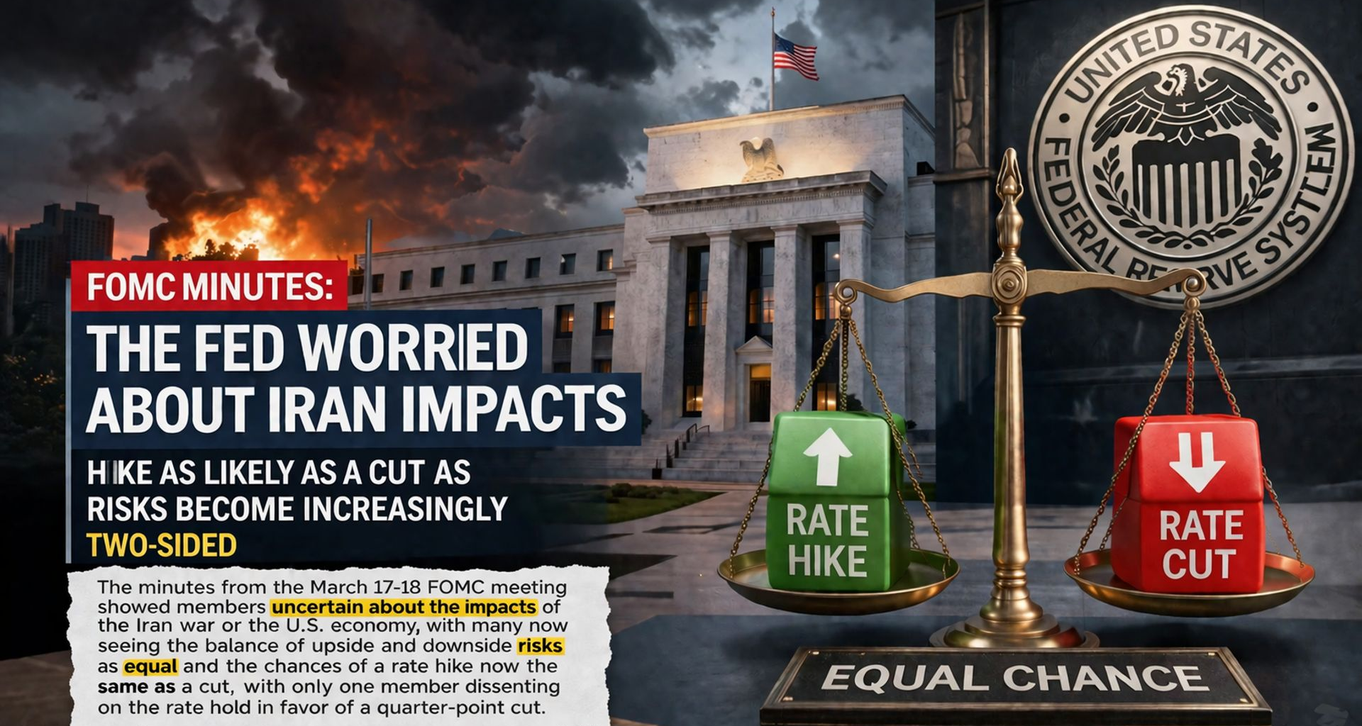 FOMC minutes show a Fed worried about the impacts of Iran and viewing a rate hike as likely as a cut as risks become increasingly two-sided - KITCO