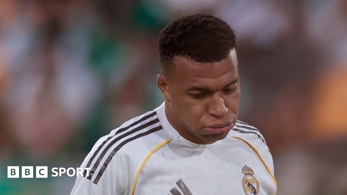 Real Madrid striker Kylian Mbappe looks dejected