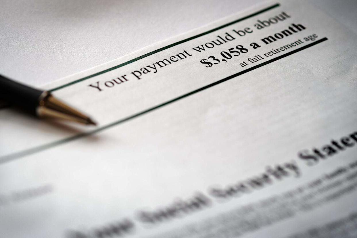 Printed Social Security Statement for retirement planning and payment