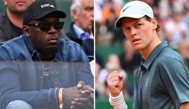 Sprinter Usain Bolt was in attendance to watch Jannik Sinner on Tuesday at the Rolex Monte-Carlo Masters.