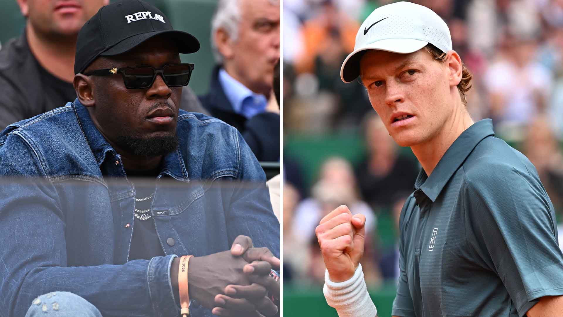 Sprinter Usain Bolt was in attendance to watch Jannik Sinner on Tuesday at the Rolex Monte-Carlo Masters.