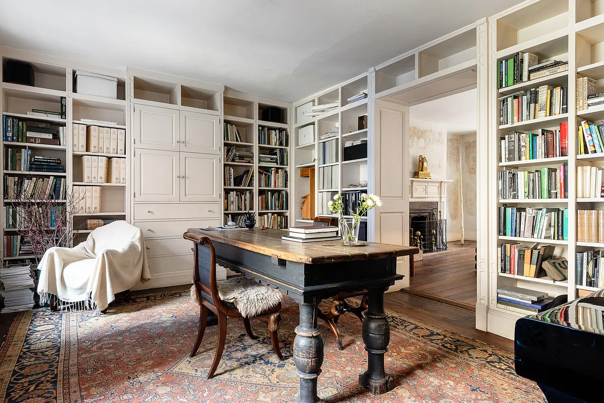 modern bookshelves in a parlor