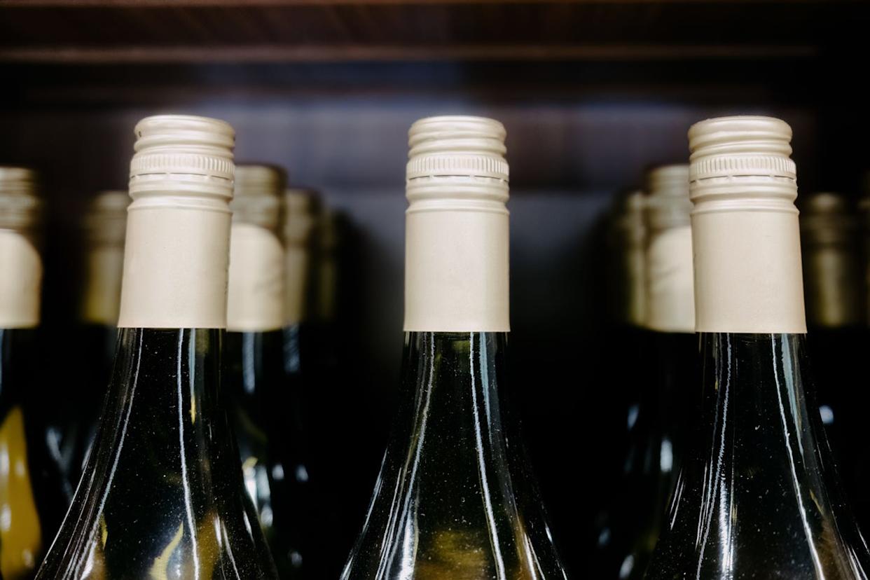 Wine Bottles on Store Shelf