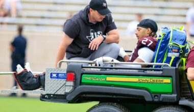 Texas A&M's Daymion Sanford carted off field in spring game