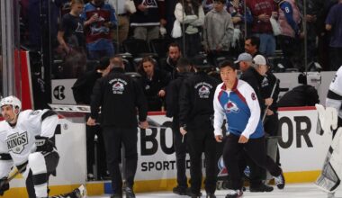 Kings coach gets showered in glass in scary fan scene during NHL playoffs