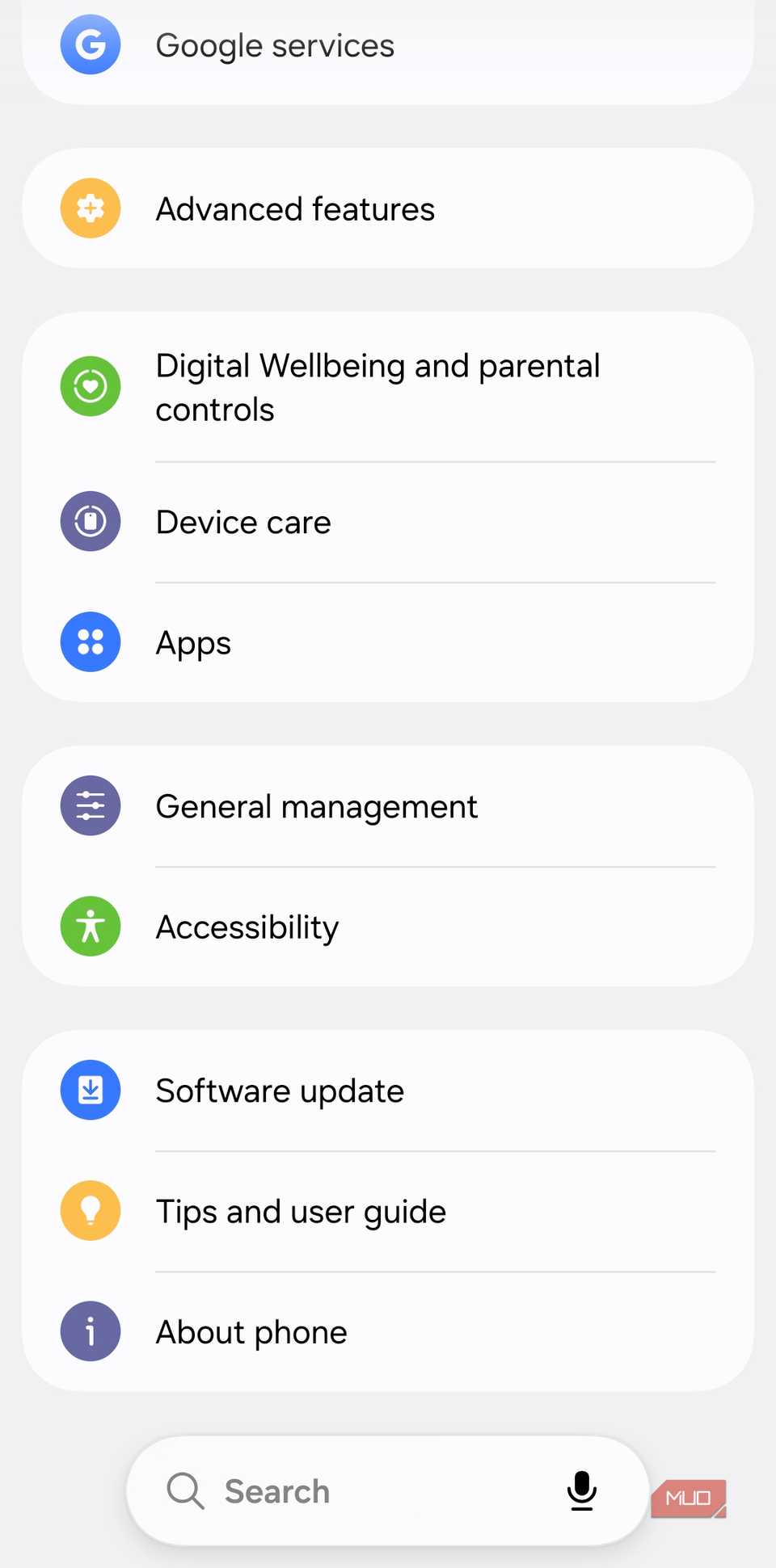 Device care on Samsung phone