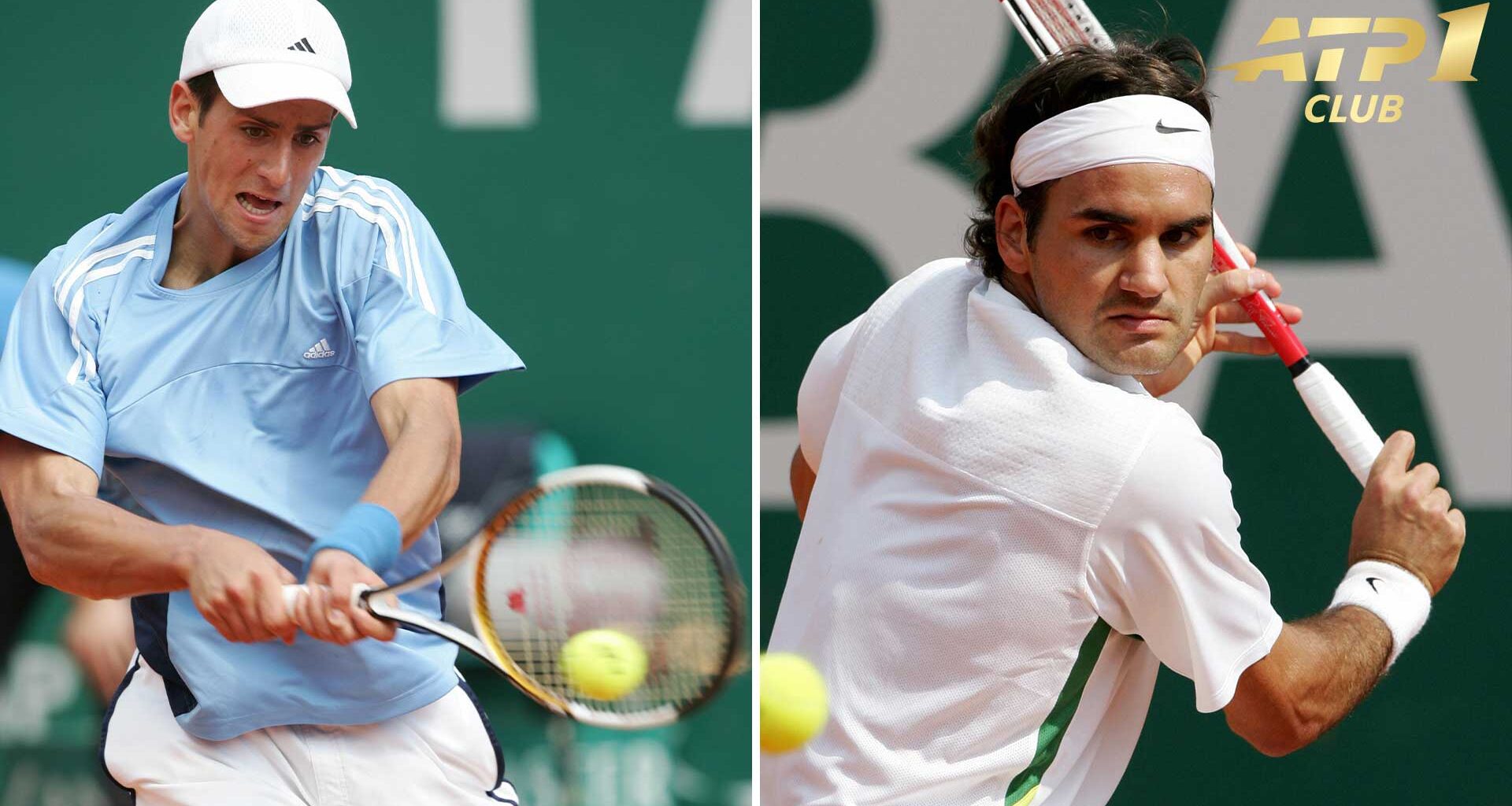 Novak Djokovic and Roger Federer in action in Monte-Carlo in 2006.