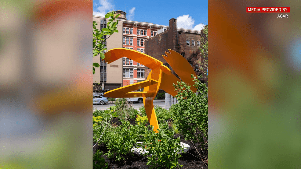 Elm Street Plaza in downtown Cincinnati is now home to four new permanent sculptures, enhancing its role as a cultural hub. (Provided by AGAR)