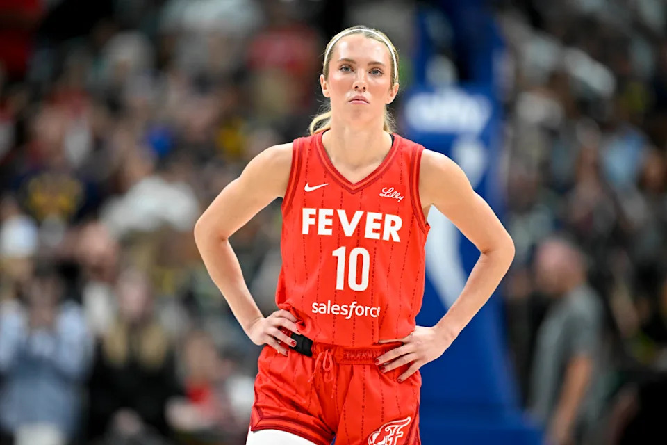 Indiana Fever guard Lexie Hull (10).© Jerome Miron-Imagn Images