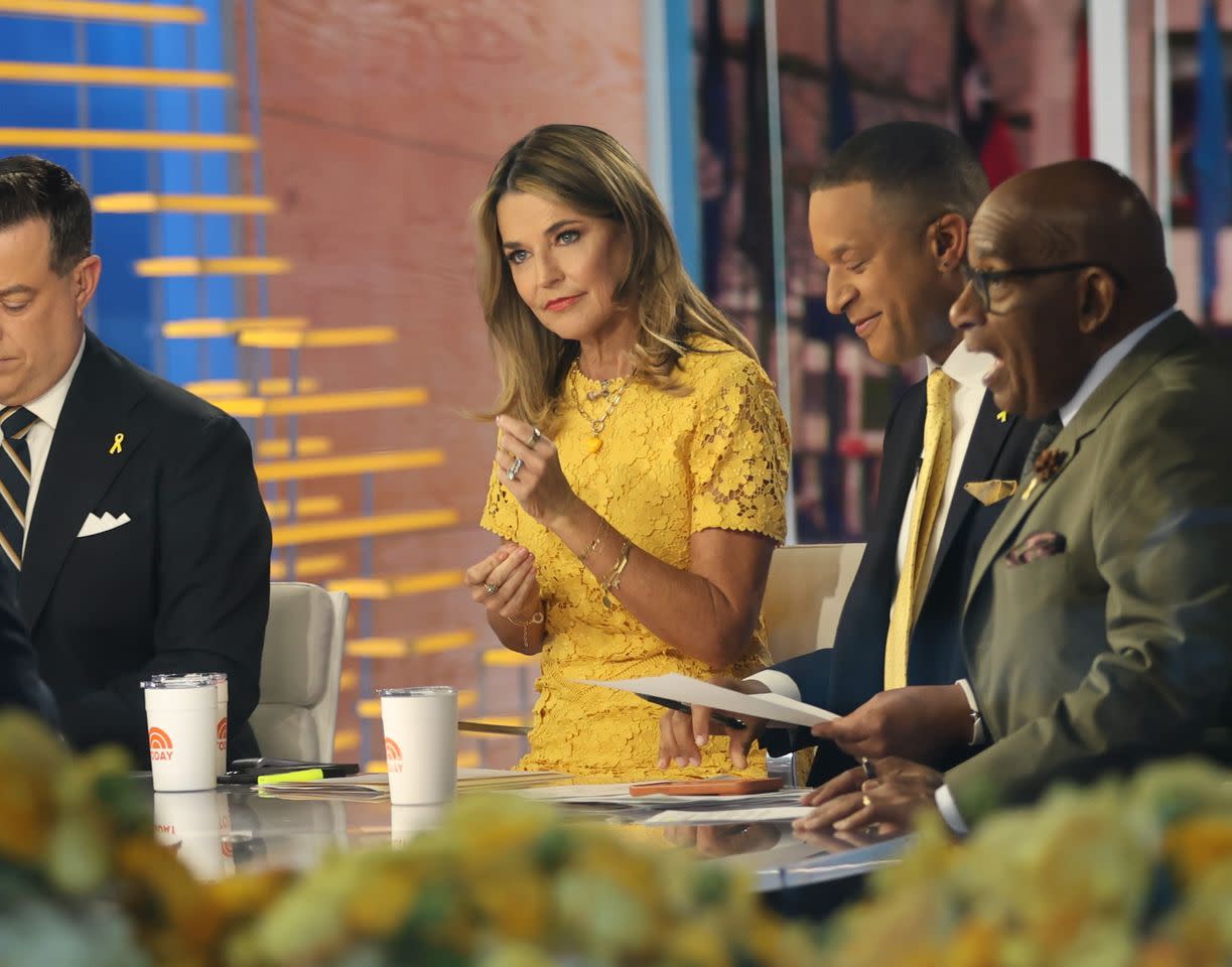 Carson Daly, Savannah Gurthrie, Craig Melvin, and Al Roker sit side-by-side on the set of 'TODAY' on April 6, 2026.Credit: Getty Images