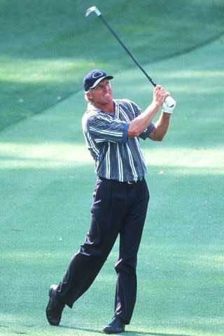 Greg Norman of Australia in action during the Masters Golf Tournament at Augusta National Golf Club on April 11, 1999, in Augusta, Ga.Credit: Simon Bruty/Anychance/Getty