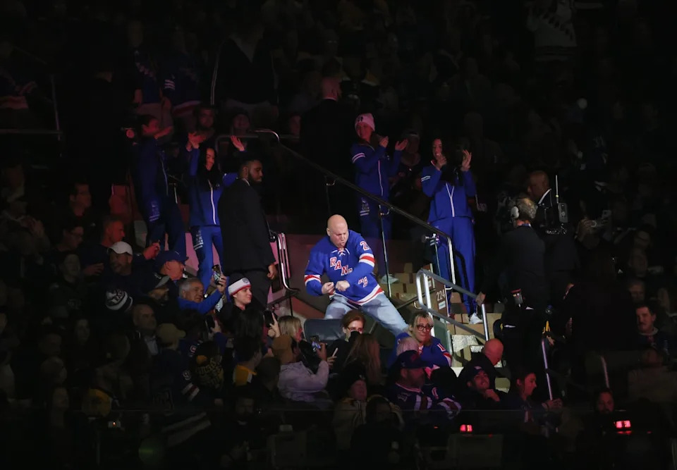 'Dancing Larry' Goodman is at the center of a harassment lawsuit filed by a member of the NY Rangers 'Blue Crew' (Getty Images)